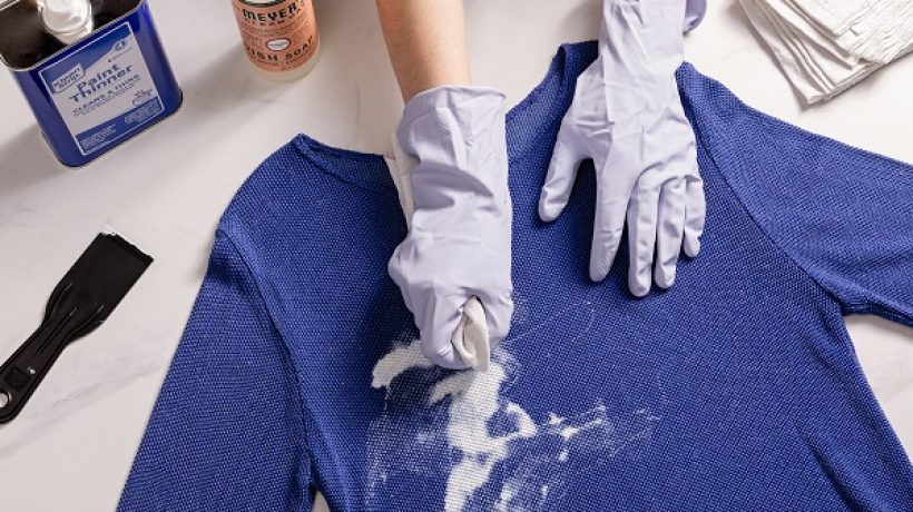 How to clean dried paint from polyester cloth?